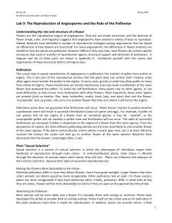 Lab 9: The Reproduction of Angiosperms and the Role of the