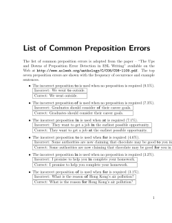 List of Common Preposition Errors