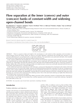 Flow separation at the inner (convex) and outer (concave) banks of