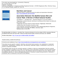 Association Between the Mediterranean Diet and Cancer Risk: A