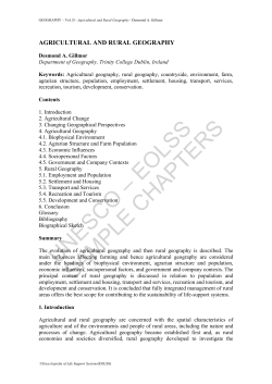 Agricultural and Rural Geography