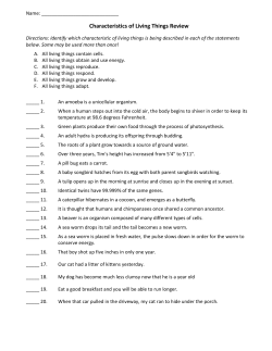 Characteristics of Living Things Review