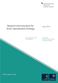 Research and Innovation for Smart Specialization Strategy