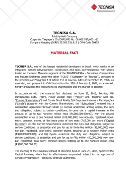 TECNISA S.A. MATERIAL FACT