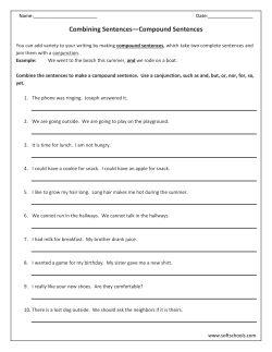 Combining Sentences&mdash;Compound Sentences