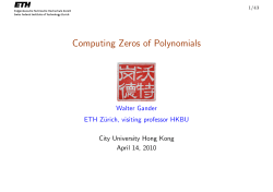 Computing Zeros of Polynomials