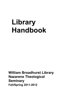 Library Handbook - Nazarene Theological Seminary