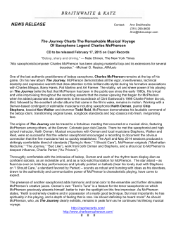 NEWS RELEASE - Charles McPherson