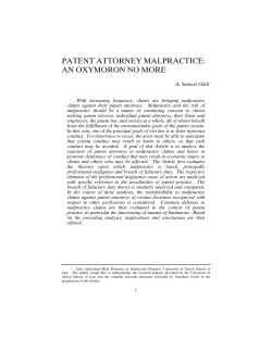 patent attorney malpractice: an oxymoron no more