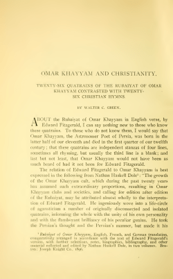 Omar Khayyam and Christianity. Twenty-six Quatrains