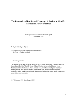 The Economics of Intellectual Property: A Review to Identify Themes