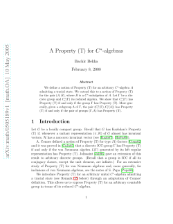 arXiv:math/0505189v1 [math.OA] 10 May 2005 A Property (T) for C