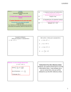 4.2 Standard Form of a Quadratic Function part 2