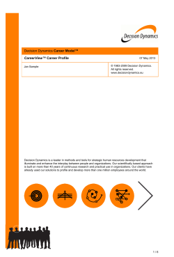 Decision Dynamics Career Model&trade; CareerView&trade; Career Profile