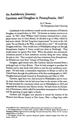 An Antislavery Journey: Garrison and Douglass in Pennsylvania, 1847