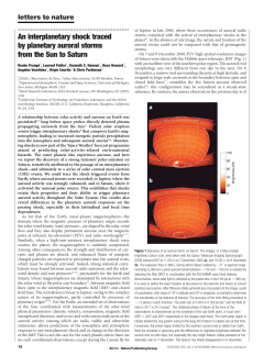 An interplanetary shock traced by planetary auroral storms from the