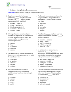 Sentence Completion 2 (low-advanced SAT level)