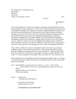PS 422/522-001 Constitutional Law David Johns Fall 2012 670A