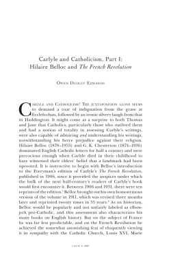 Carlyle and Catholicism, Part I: Hilaire Belloc and The French