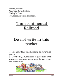 Transcontinental Railroad Do not write in this packet