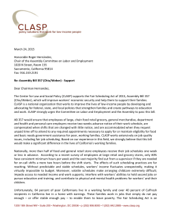 Letter in Support of the California Assembly Bill 357
