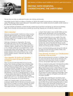 driving with dementia: understanding the safety risks