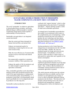 Sustainability of Soybean Production&ndash;MSSOY