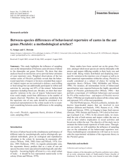 Between-species differences of behavioural repertoire of