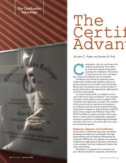 The Certification Advantage