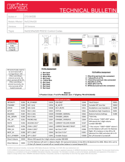 No523/No526 RS232 Control Codes