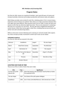 Program Notes - Maleny Film Society