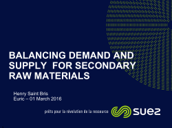 BALANCING DEMAND AND SUPPLY FOR SECONDARY RAW