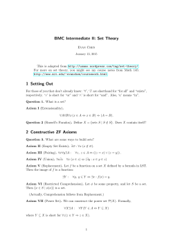 BMC Intermediate II: Set Theory 1 Setting Out 2