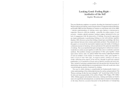 Looking Good: Feeling Right &mdash; Aesthetics of the Self