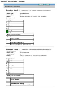 Quiz: Degrees of Polynomials Question 1a of 15 ( 2 Classification of