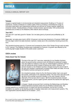 Contents of the Online Annual Report 2011