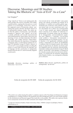 Discourse, Meanings and IR Studies: Taking the Rhetoric of &ldquo;Axis of