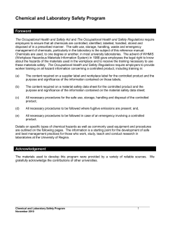 Chemical and Laboratory Safety Program