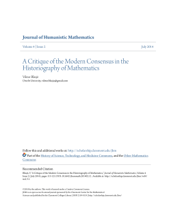 A Critique of the Modern Consensus in the Historiography of