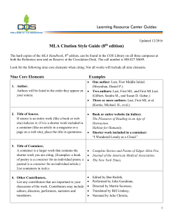 MLA Citation Style Guide (8th edition) Learning Resource Center
