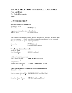 n-PLACE RELATIONS IN NATURAL LANGUAGE Fred Landman Tel