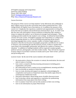 AP English Language and Composition Instructor: Kent Fielding