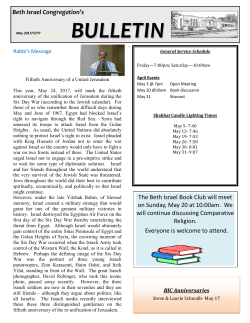 May 2017 - Beth Israel Congregation