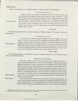 Model Essays Here is an introduction to a symbolic analysis of