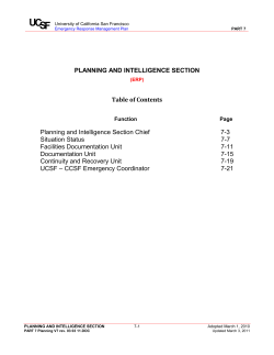 PLANNING AND INTELLIGENCE SECTION Table of Contents