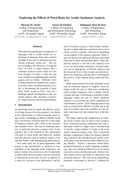 Exploring the Effects of Word Roots for Arabic Sentiment Analysis