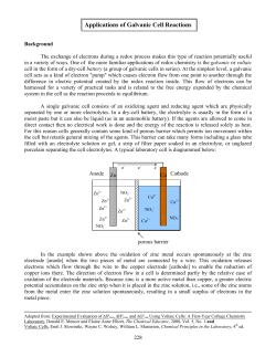 Applications of Galvanic Cell Reactions - H