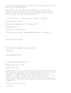 The Project Gutenberg EBook of The Writings of Abraham Lincoln