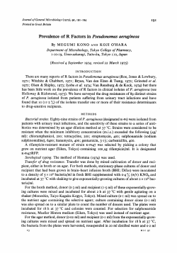 Prevalence of R Factors in Pseudonomas aeruginosa