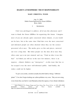 Idaho`s Atmospheric Trust Obligation